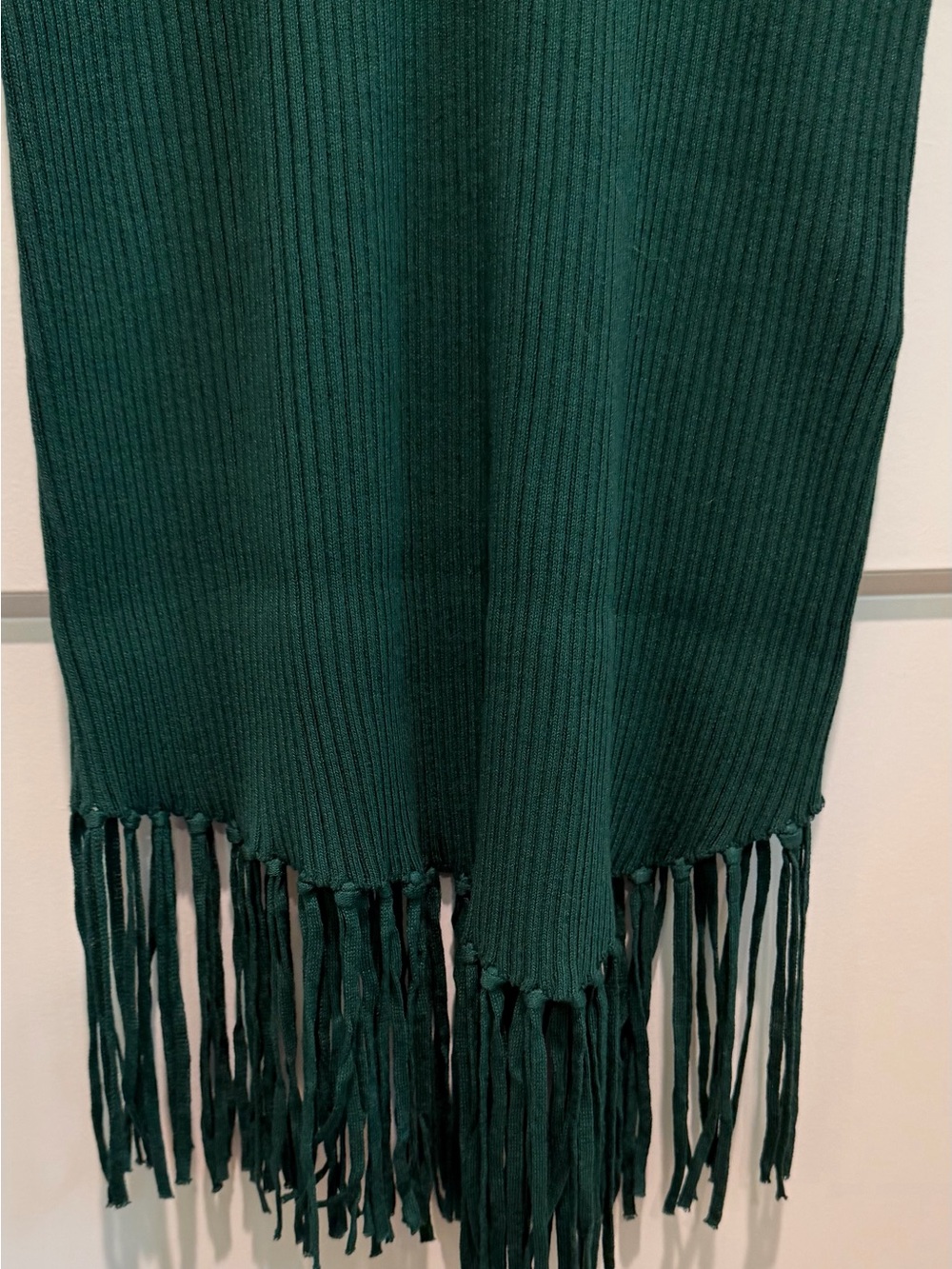 Nanette Lepore Hunter Green Ribbed Fringe Midi Sweater Dress NWT L - Picture 5 of 11